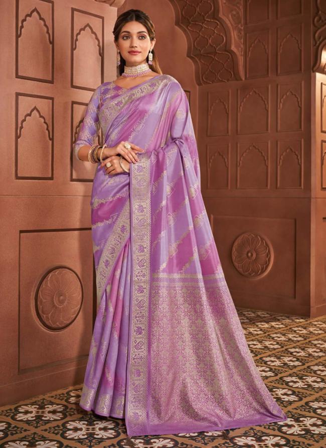 Soft Silk Lavender Festival Wear Printed Saree